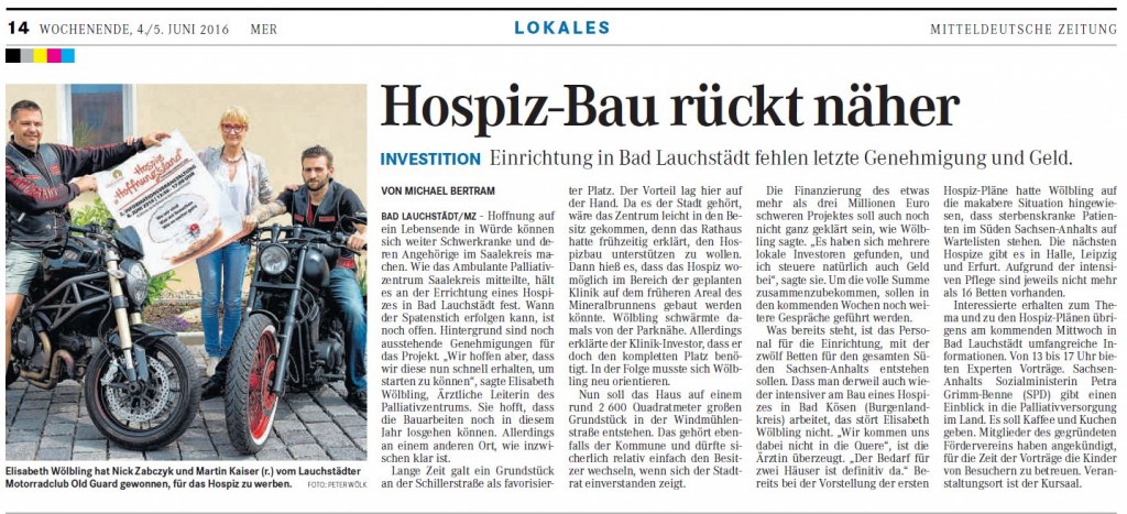 Hoffnungsland Bad Lauchstädt Hospiz-Bau rückt näher 04.06.2016